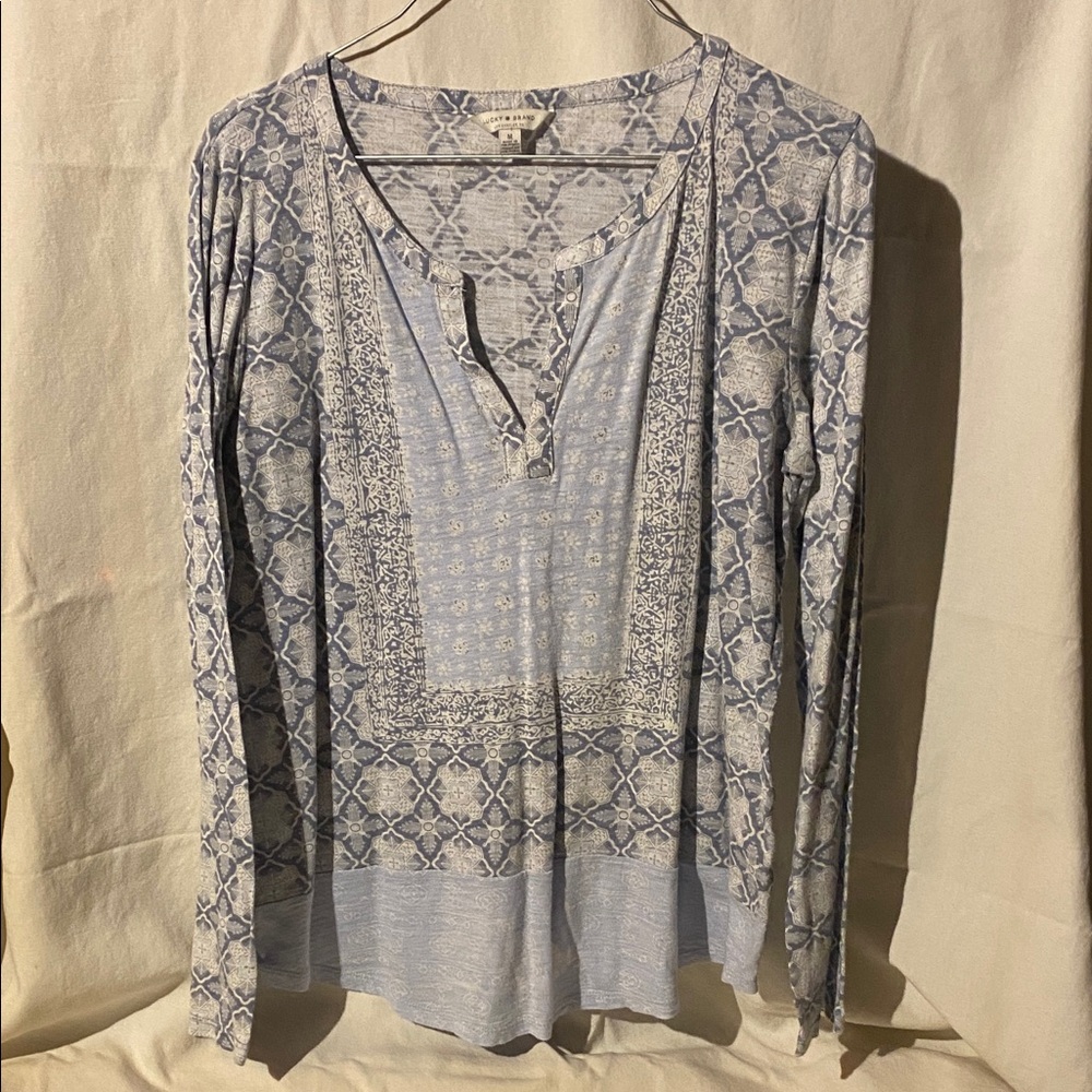 Women's Blue Patterned Top